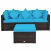 Outdoor Lounge Furniture * | Costway 4Pcs Patio Rattan Wicker Furniture Set Cushioned Sofa Ottoman Turquoise