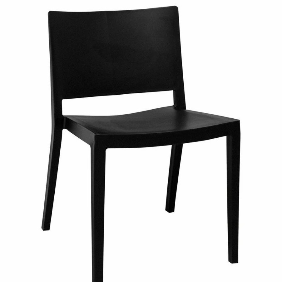 Outdoor Chairs * | Mod Made Elio Modern Plastic Dining Side Chair, Set Of 2, Black