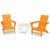 Outdoor Lounge Furniture * | Polywood Modern Adirondack 3-Piece Set, Tangerine/White