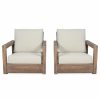 Outdoor Lounge Furniture * | Gdfstudio Lyle Outdoor Acacia Wood Club Chairs, Set Of 2