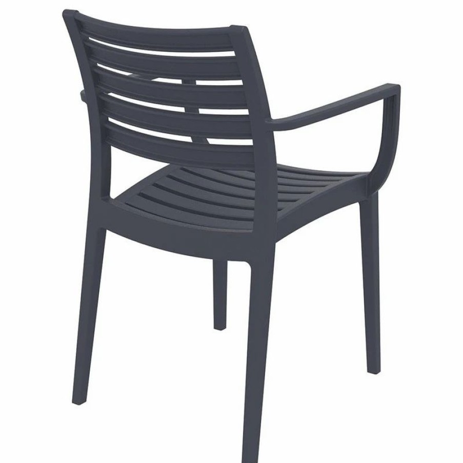 Outdoor Chairs * | Compamia Artemis Outdoor Dining Armchairs Set Of 2, Dark Gray