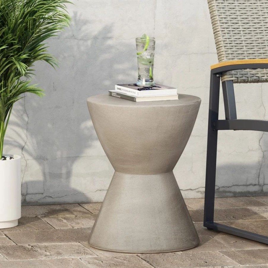 Outdoor Lounge Furniture * | Gdfstudio Attola Lightweight Concrete Side Table