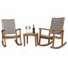 Outdoor Lounge Furniture * | Outdoor Interiors 3-Piece Eucalyptus/Driftwood Gray Wicker Rocking Chair Set, Square Table