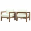 Outdoor Lounge Furniture * | Gdfstudio Lucia Outdoor Wooden Club Chairs With Cushions, Set Of 2