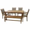 Outdoor Dining Furniture * | Outdoor Interiors 6-Piece Eucalyptus Dining Set With Grey Wicker Stacking Armchairs