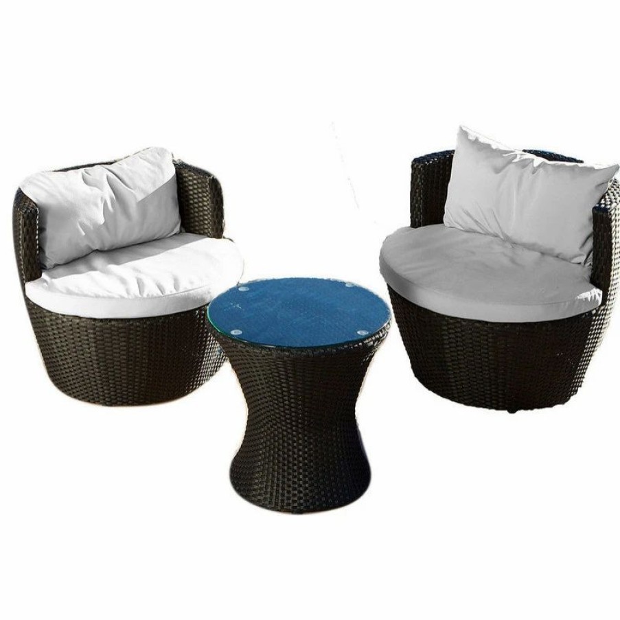 Outdoor Lounge Furniture * | Gdfstudio Gdf Studio Pattaya Outdoor 3-Piece Chat Set, Black