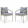 Outdoor Chairs * | Bolton Furniture, Inc. Windham All-Weather Wicker Outdoor Light Gray Chairs, Cushions, Set Of 2