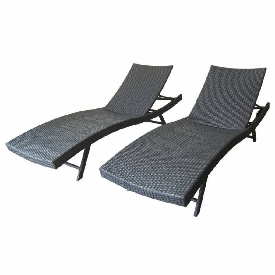 Outdoor Chairs * | Gdfstudio Gdf Studio Arthur Outdoor Wicker Chaise Lounges, Gray, Set Of 2