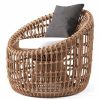 Outdoor Lounge Furniture * | Homary Austen Rattan Outdoor Barrel Chair Nest Shape Sidechair With Cushion, Brown