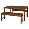 Outdoor Dining Furniture * | Walker Edison Acacia Wood Simple Patio 3-Piece Dining Set, Dark Brown