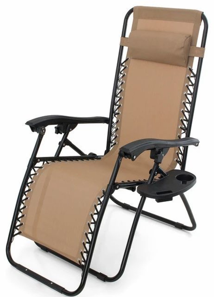 Outdoor Chairs * | Belleze 2 Folding Zero Gravity Chairs, Tan