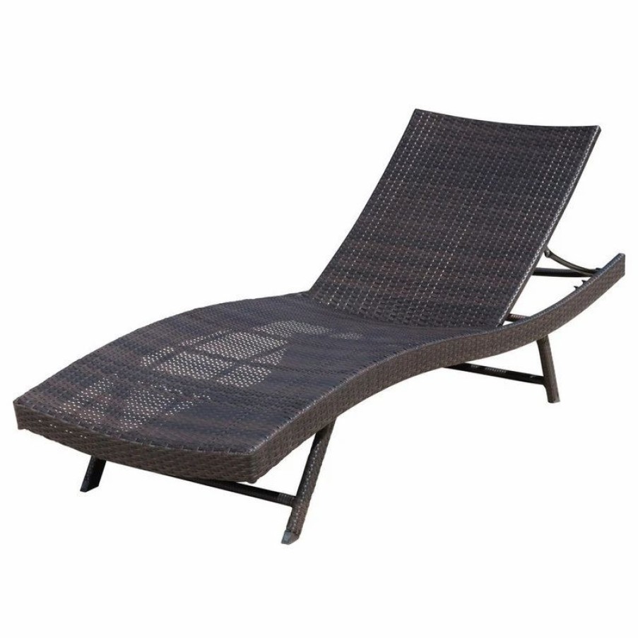 Outdoor Chairs * | Gdfstudio Gdf Studio Eliana Outdoor Brown Wicker Chaise Lounge Chair, Single