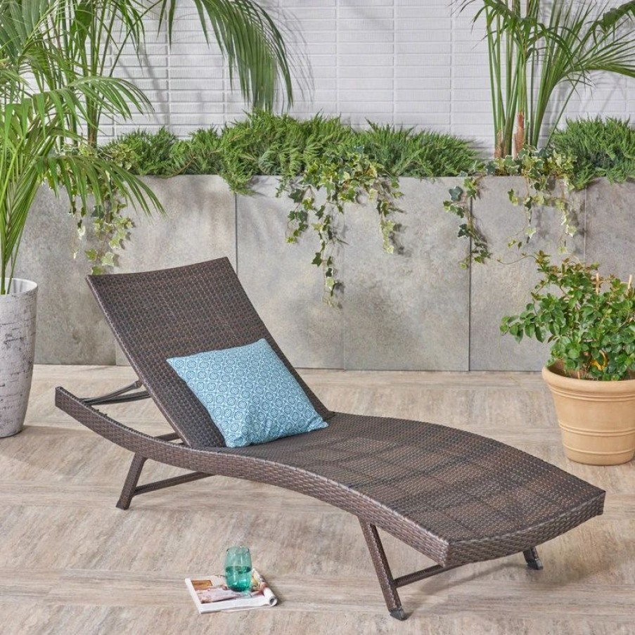 Outdoor Chairs * | Gdfstudio Gdf Studio Eliana Outdoor Brown Wicker Chaise Lounge Chair, Single