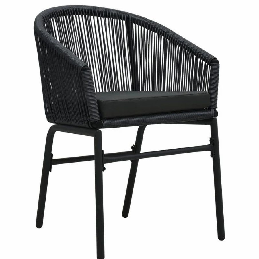 Outdoor Chairs * | Vida Xl International B.V. Vidaxl 2X Patio Chairs Black Pe Rattan Outdoor Garden Dining Dinner Seating