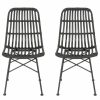 Outdoor Chairs * | Gdfstudio Yilia Outdoor Wicker Dining Chairs, Set Of 2, Gray, Black