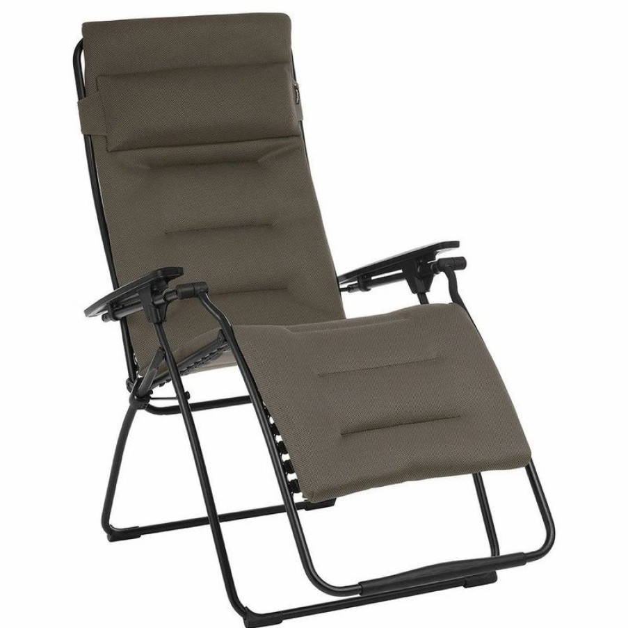 Outdoor Lounge Furniture * | Lafuma Mobilier Lafuma Futura Xl Air Comfort Zero Gravity Recliner, Taupe With Black Steel Frame