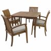 Outdoor Dining Furniture * | Outdoor Interiors 5-Piece Eucalyptus Dining Set With Deluxe Danish Stacking Chairs