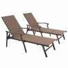 Outdoor Chairs * | Crestlive Products Outdoor Patio Aluminum Adjustable Chaise Lounge Chair With Arms (Set Of 2), Brow