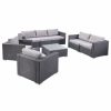 Outdoor Lounge Furniture * | Gdfstudio Gdf Studio Samuel Outdoor 7 Seater Wicker Sofa Chat Set With Cushions, Gray/Silv