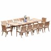 Outdoor Dining Furniture * | Teak Deals 13-Piece Outdoor Teak Dining Set: 117 Rectangle Table, 12 Arbor Stacking Chairs