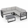 Outdoor Lounge Furniture * | Gdfstudio Queena Outdoor Aluminum Sofa Sectional With Coffee Table