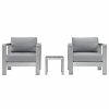 Outdoor Lounge Furniture * | Lexmod Shore 3-Piece Outdoor Aluminum Set, Silver Gray