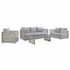 Outdoor Lounge Furniture * | Lexmod Aura 4 Piece Outdoor Patio Wicker Rattan Set, Gray Gray