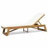 Outdoor Chairs * | Gdfstudio Charlotte Outdoor Acacia Wood Chaise Lounge And Cushion Set, Cream