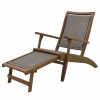 Outdoor Lounge Furniture * | Outdoor Interiors Gray Wicker And Eucalyptus Lounger With Built-In Ottoman