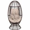 Outdoor Lounge Furniture * | Gdfstudio Rafael Outdoor Wicker Swivel Egg Chair With Cushion