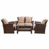 Outdoor Lounge Furniture * | Belleze 4-Piece Patio Conversation Set, Wicker, Brown