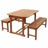 Outdoor Dining Furniture * | Walker Edison 3-Piece Brown Acacia Patio Dining Set