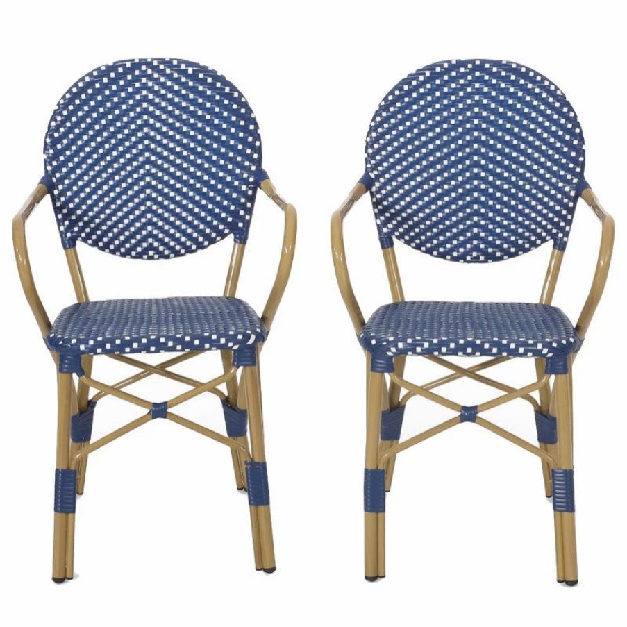 Outdoor Lounge Furniture * | Gdfstudio Groveport Outdoor Aluminum French Bistro Chairs (Set Of 2)