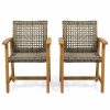 Outdoor Chairs * | Gdfstudio Clementine Outdoor Acacia Wood And Wicker Dining Chair, Set Of 2