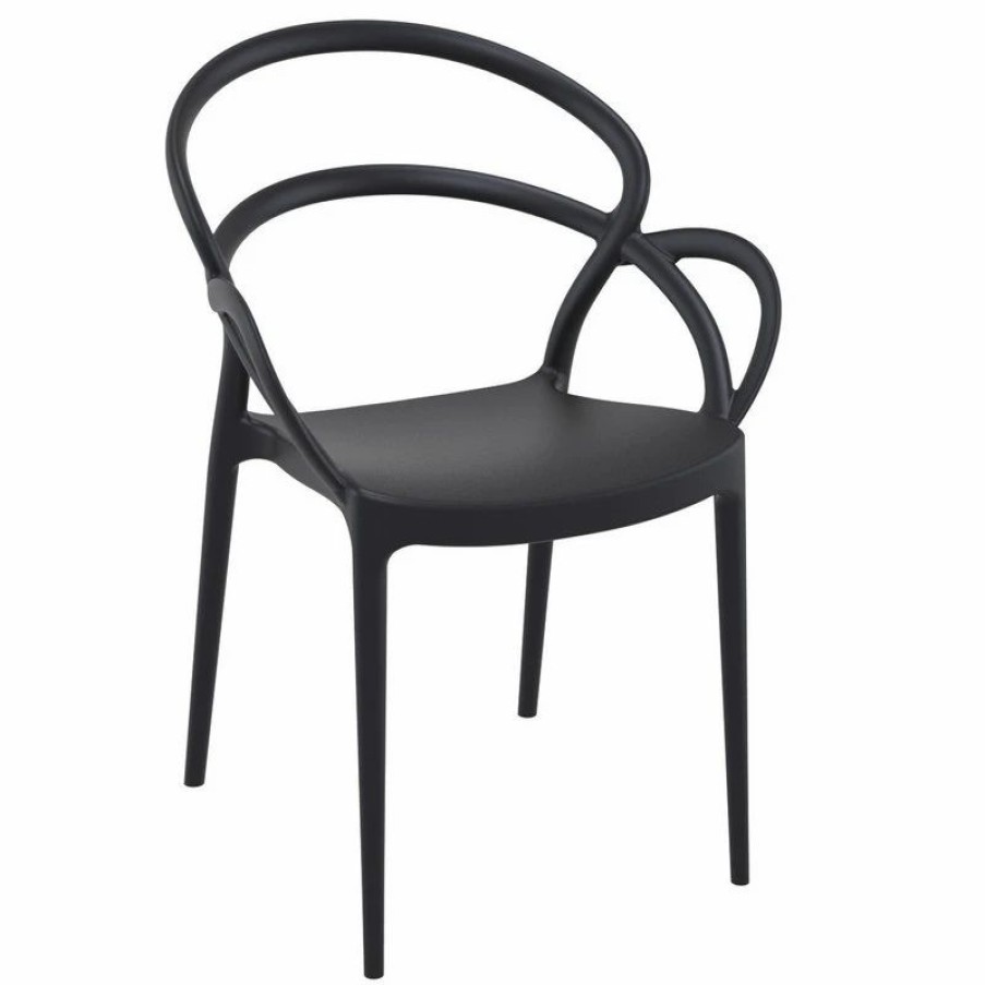 Outdoor Chairs * | Compamia Mila Set Of 2 Dining Arm Chair, Black