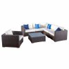 Outdoor Lounge Furniture * | Gdfstudio Gdf Studio 7-Piece Francisco Outdoor Wicker Seating Sectional Set With Cushions,