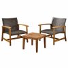 Outdoor Lounge Furniture * | Gdfstudio Alyssa Outdoor 3-Piece Wood And Wicker Club Chairs And Side Table Set, Mixed Moc