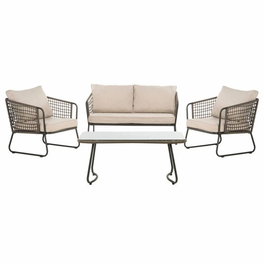 Outdoor Lounge Furniture * | Studio Seven Benjin 4Pc Living Set, Brown/Beige