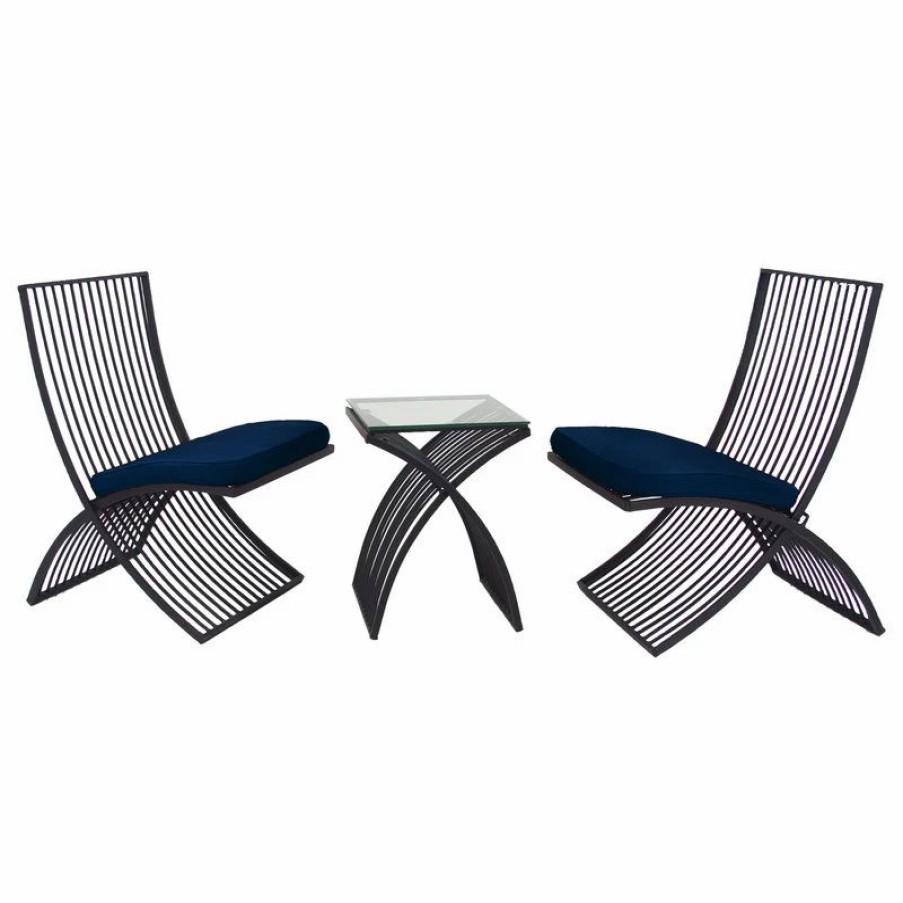 Outdoor Lounge Furniture * | Brimfield & May Eclectic Black Metal Outdoor Seating Set 29013