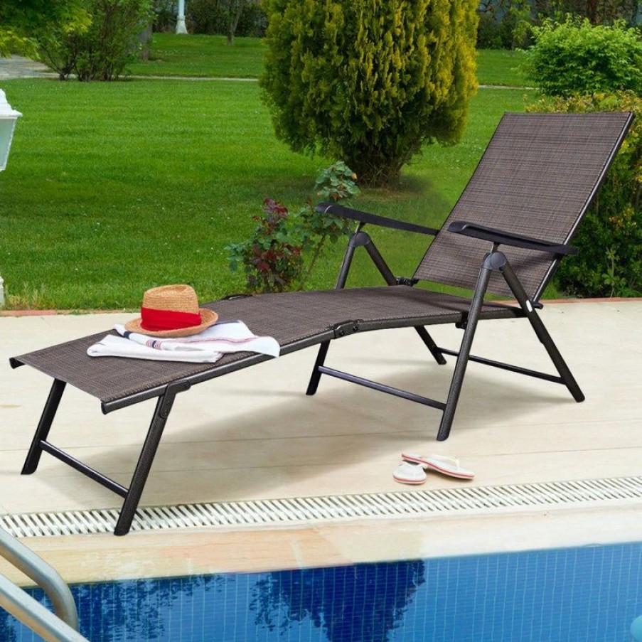 Outdoor Chairs * | Costway Pool Chaise Lounge Chair Recliner Outdoor Patio Furniture Adjustable