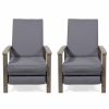 Outdoor Lounge Furniture * | Gdfstudio Olga Outdoor Acacia Wood Recliner With Cushion, Set Of 2, Sandblast Gray/Dark Gr