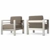 Outdoor Lounge Furniture * | Gdfstudio Crested Bay Outdoor Aluminum Club Chairs With Cushions, Silver + Khaki, Set Of 2