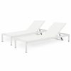 Outdoor Chairs * | Gdfstudio Gdf Studio Crested Bay Outdoor Gray Aluminum Chaise Lounge, White, Set Of 2