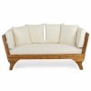 Outdoor Chairs * | Gdfstudio Shiloh Outdoor Acacia Expandable Daybed With Cushions, Teak Finish/Khaki/Beige