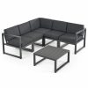 Outdoor Lounge Furniture * | Gdfstudio Nealie Outdoor Aluminum V Shaped 5-Seater Sectional Sofa Set With Cushions