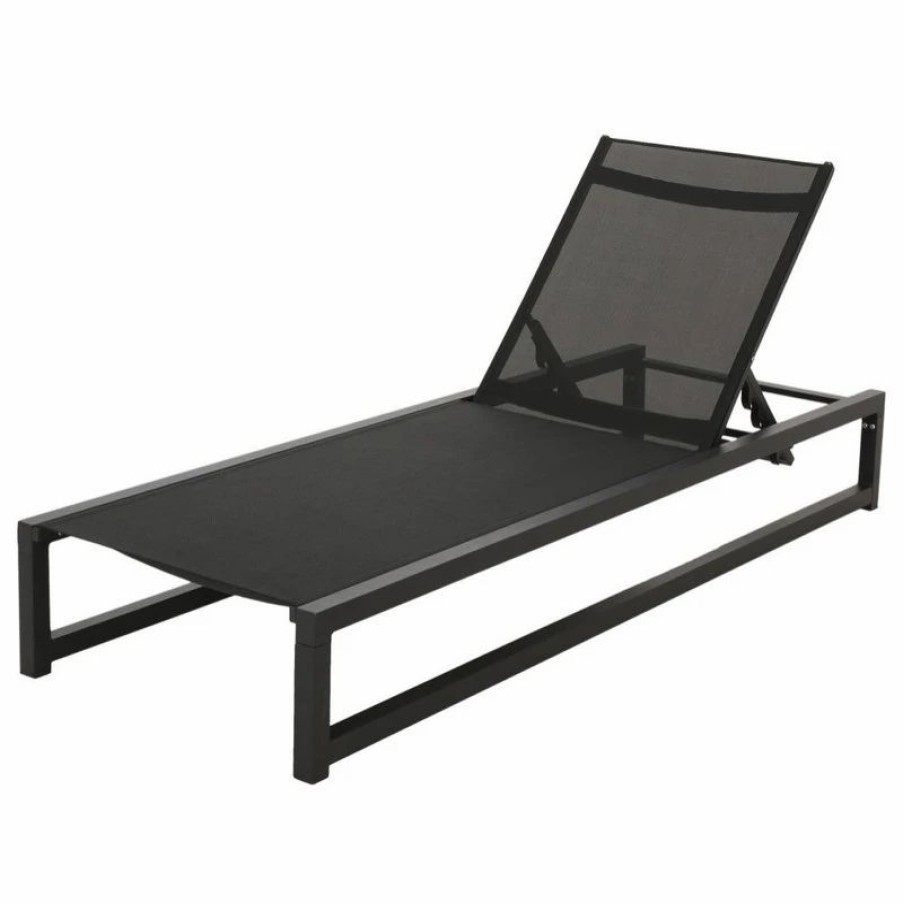 Outdoor Chairs * | Gdfstudio Gdf Studio Mottetta Outdoor Aluminum Chaise Lounge, Black, Single