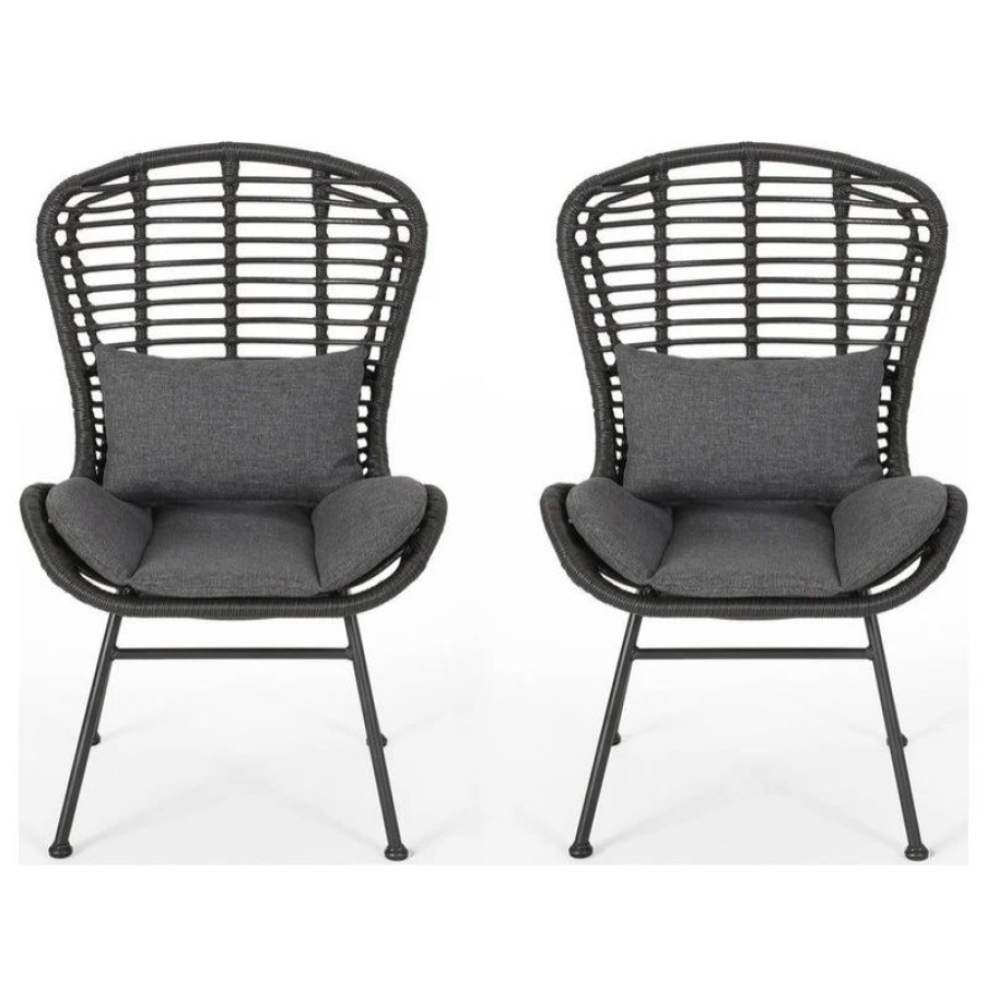 Outdoor Chairs * | Gdfstudio Qearl Outdoor Club Chairs, Set Of 2, Gray