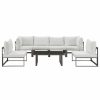 Outdoor Lounge Furniture * | Lexmod Fortuna 7-Piece Outdoor Aluminum Sectional Sofa Set, Brown White