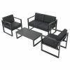 Outdoor Lounge Furniture * | Gdfstudio 4-Piece Nealie Dark Gray Chat Set