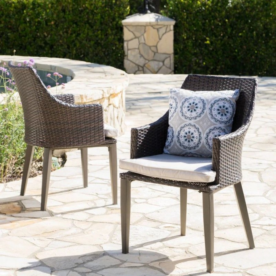 Outdoor Chairs * | Gdfstudio Gdf Studio Hillcrest Outdoor Wicker Dining Chairs, Set Of 2, Multi-Brown/Light B